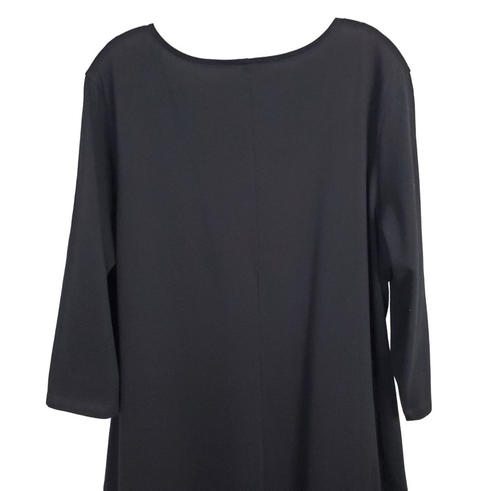 Old Navy NWT Sz 2X Plus Dress Ponte Knit 3/4 Sleeve Scoop Midi Minimalist Black - Picture 7 of 13